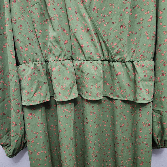 Eloquii elements women's long sleeve dress size 14 green and red - Picture 3 of 8